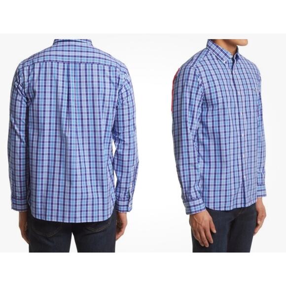 Vineyard Vines Men's Tattersall Classic Fit Poplin Button-Down Shirt Blue Sz XL - Picture 3 of 11